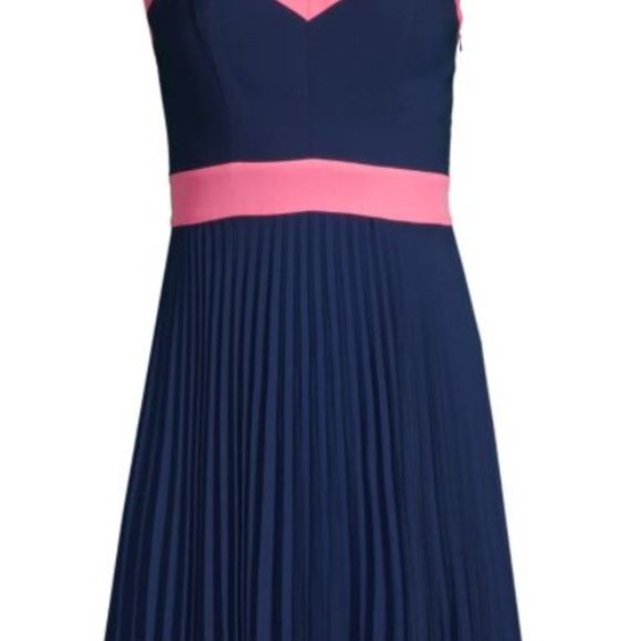 Jill Pleated Dress - Navy/Watermelon / 0 (NWT Never Worn) Milly - Picture 2 of 2